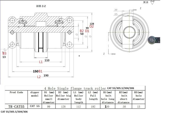 TR- CAT 55 305.5 304 306 chart